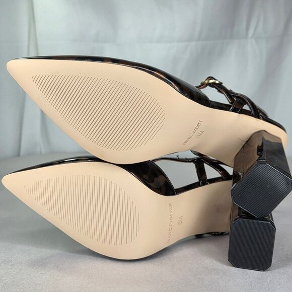 NWT Marc Fisher Women's Doster Block Heel Pumps - Leopard Patent - Picture 5 of 7
